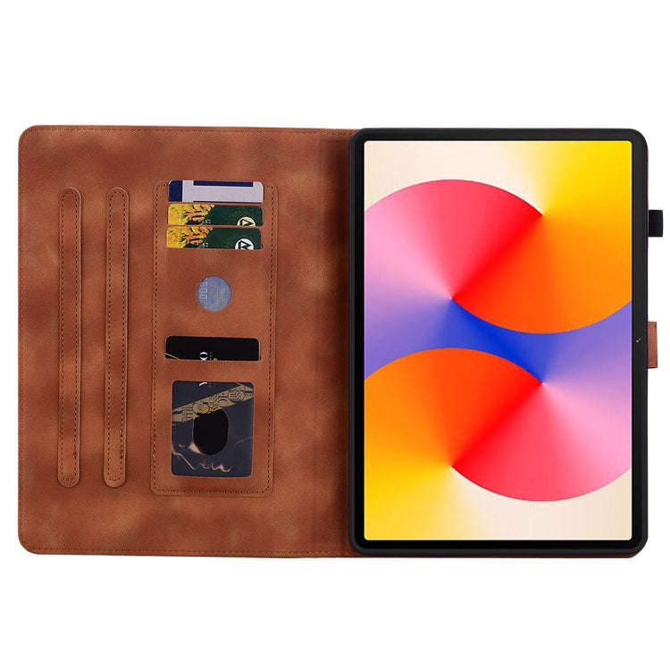 For Huawei MatePad SE 11 2024 Lily Embossed Leather Tablet Case(Brown)