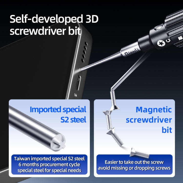 QianLi iWhale Special S2 Steel Magnetic Torque 3D Screwdriver, Model:E T2 Torx 0.35