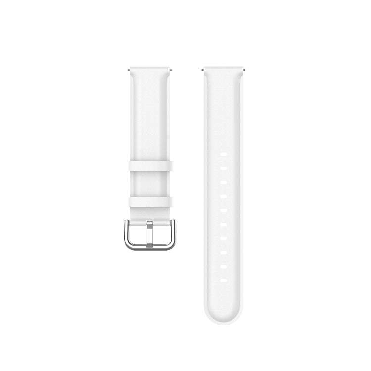 For Ticwatch Pro 2020 22mm Leather Watch Band with Round Tail Buckle(White)