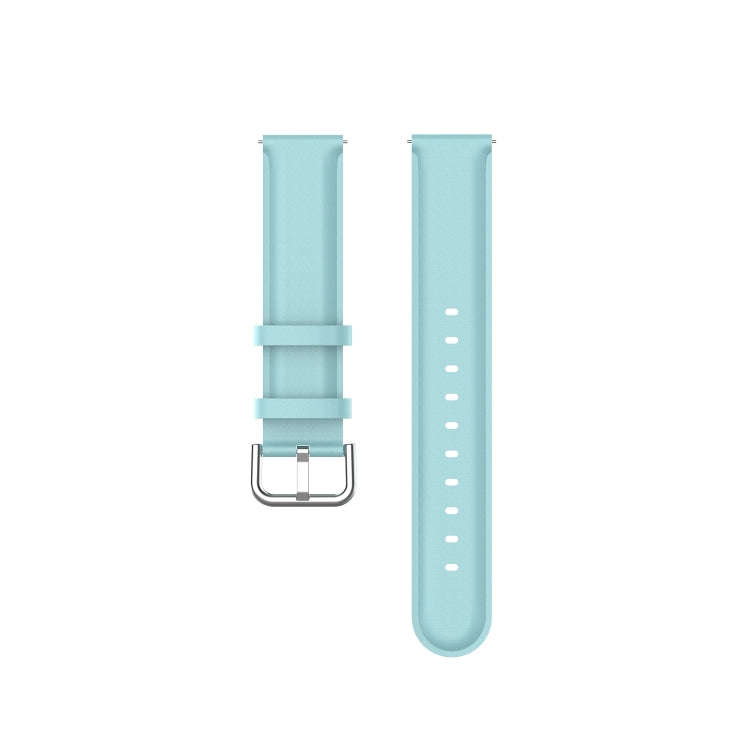 For Ticwatch Pro 2020 22mm Leather Watch Band with Round Tail Buckle(Light Blue)