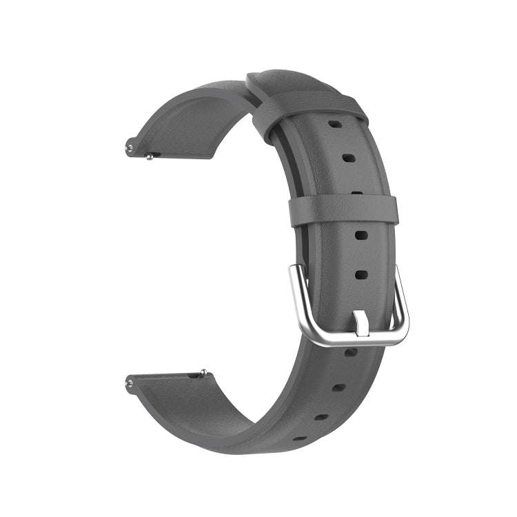 For Ticwatch Pro 2020 22mm Leather Watch Band with Round Tail Buckle(Grey)