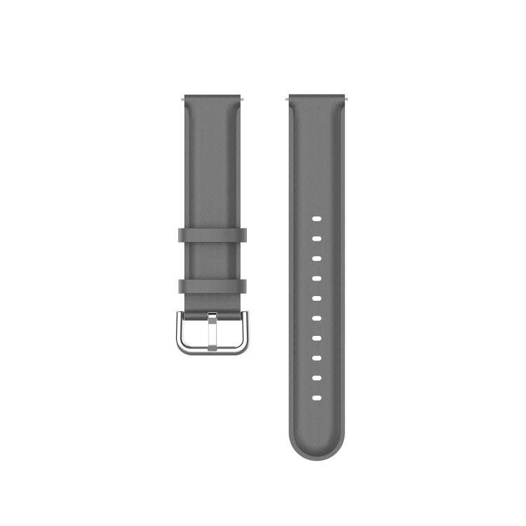 For Ticwatch Pro 2020 22mm Leather Watch Band with Round Tail Buckle(Grey)