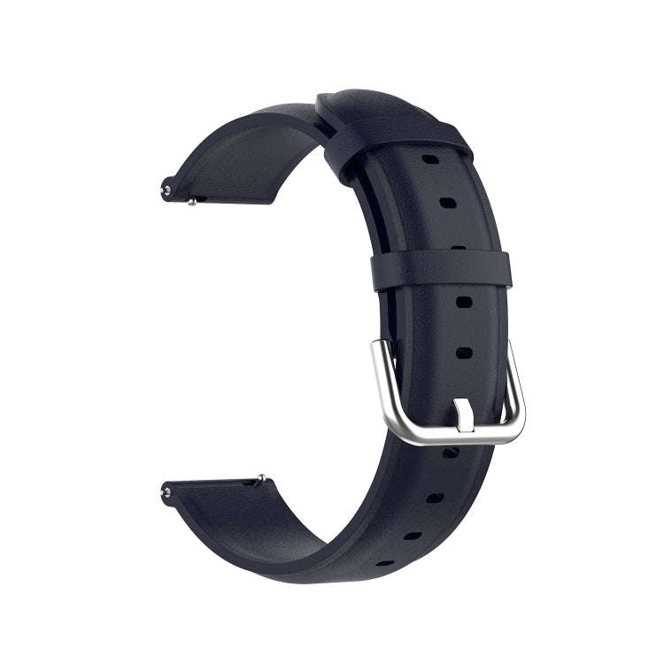 For Ticwatch Pro 2020 22mm Leather Watch Band with Round Tail Buckle(Navy Blue)