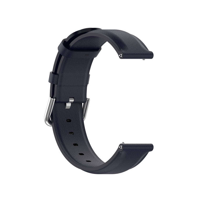 For Ticwatch Pro 2020 22mm Leather Watch Band with Round Tail Buckle(Navy Blue)