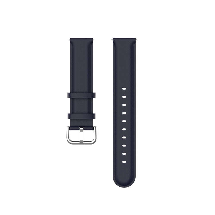 For Ticwatch Pro 2020 22mm Leather Watch Band with Round Tail Buckle(Navy Blue)