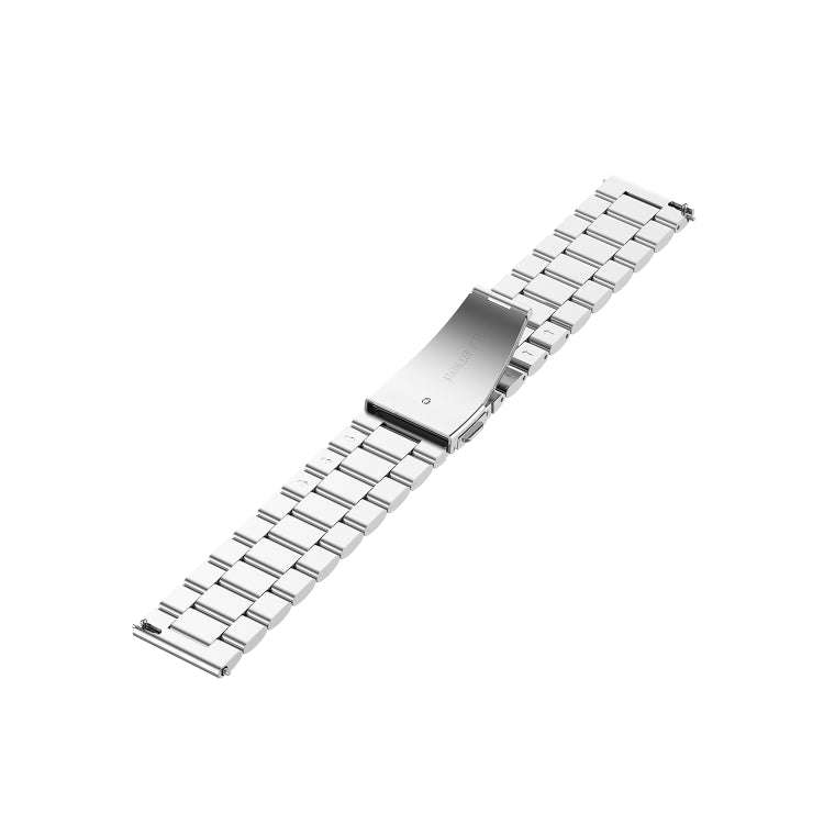 For Ticwatch GTX 22mm Three Buckle Stainless Steel Watch Band(Silver)