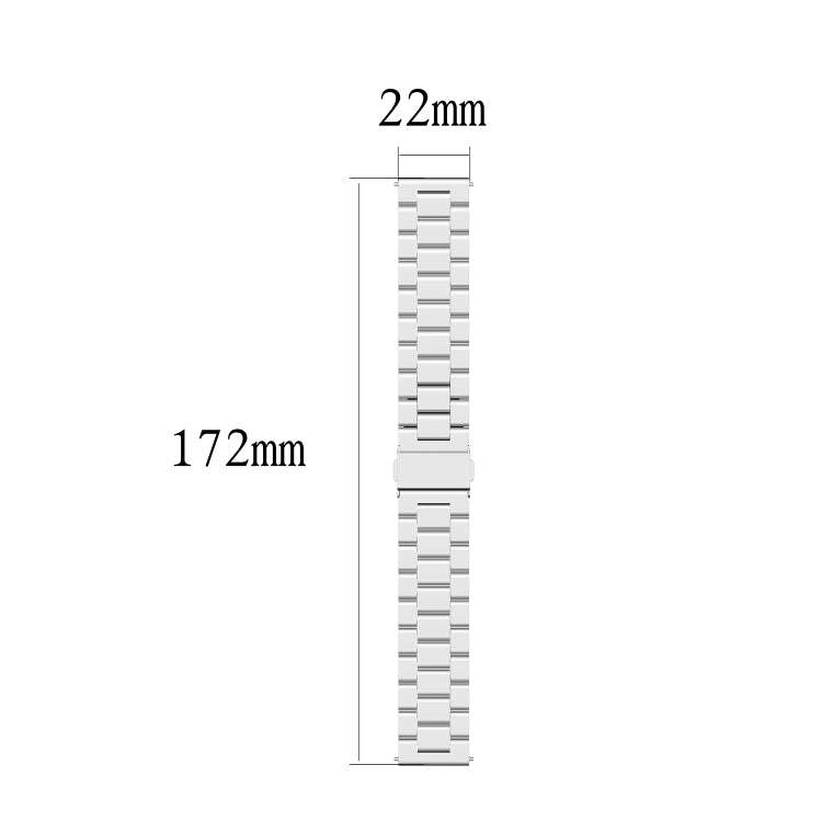For Ticwatch GTX 22mm Three Buckle Stainless Steel Watch Band(Silver)