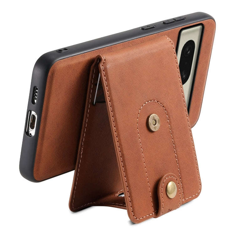 For Google Pixel 8 Denior D14 NK Retro Pattern MagSafe Magnetic Card Holder Leather Phone Case(Br...