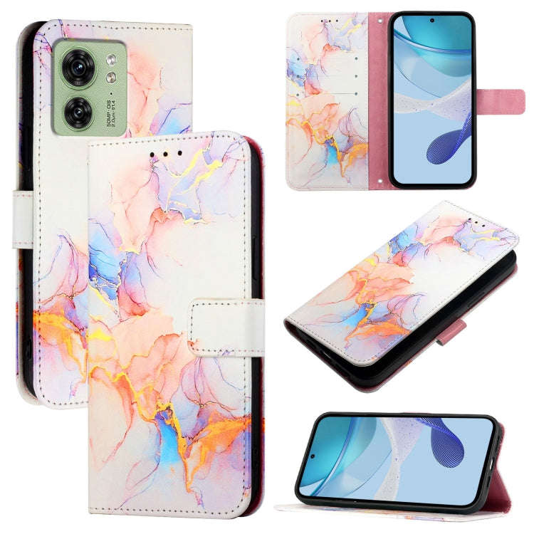 For Motorola Edge 2023 North America PT003 Marble Pattern Flip Leather Phone Case(Galaxy Marble W...
