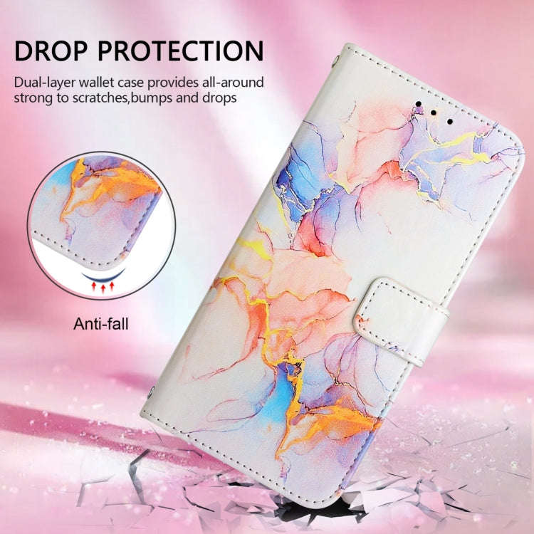 For Motorola Edge 50 Pro PT003 Marble Pattern Flip Leather Phone Case(Galaxy Marble White)