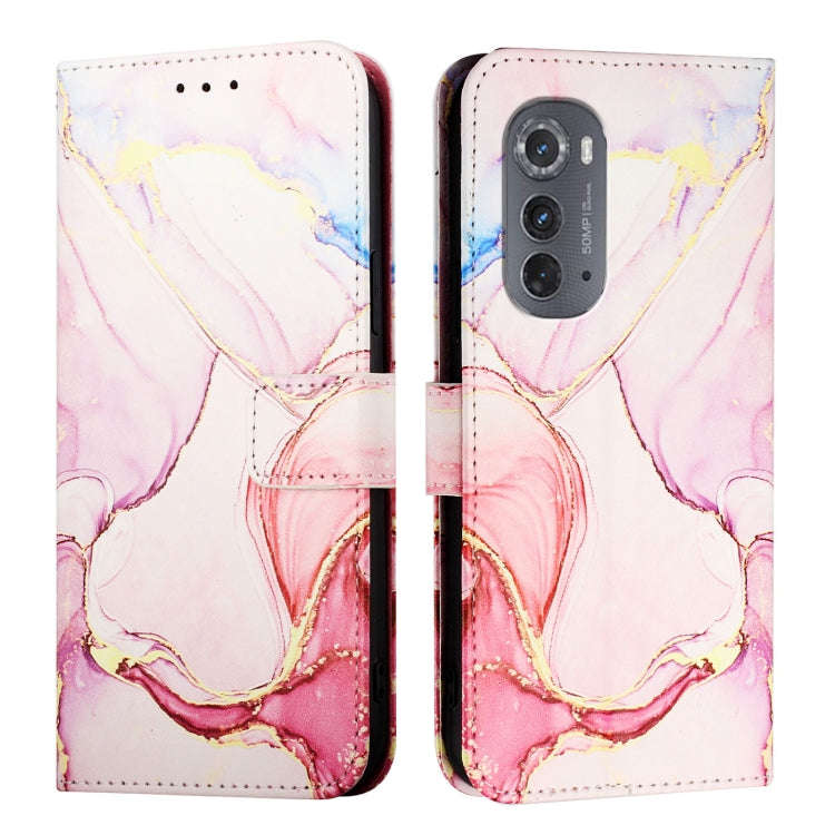 For Motorola Edge 2022 / Edge 5G UW 2022 PT003 Marble Pattern Flip Leather Phone Case(Rose Gold)