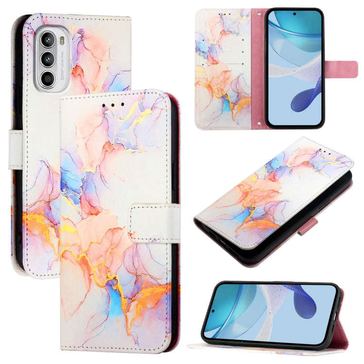 For Motorola Moto G52 / G82 / G71s PT003 Marble Pattern Flip Leather Phone Case(Galaxy Marble White)