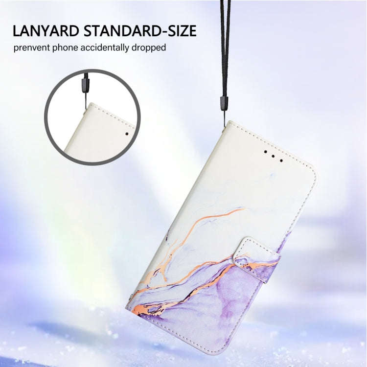 For TCL 201 PT003 Marble Pattern Flip Leather Phone Case(White Purple)