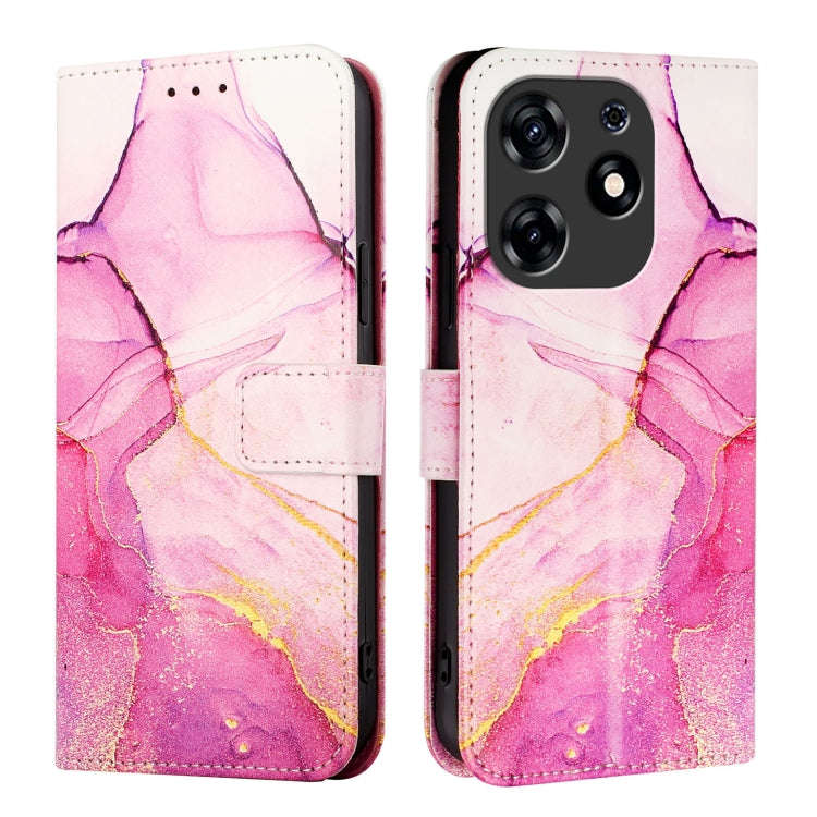 For Tecno Spark 10 Pro Magic PT003 Marble Pattern Flip Leather Phone Case(Pink Purple Gold)