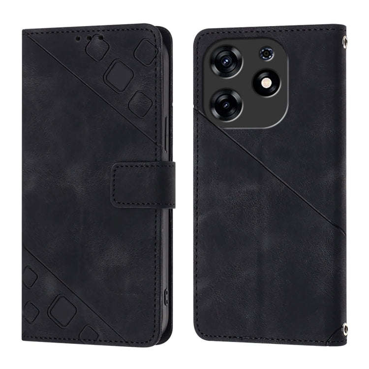 For Tecno Spark 10 Pro Magic Magenta Skin Feel Embossed Leather Phone Case(Black)
