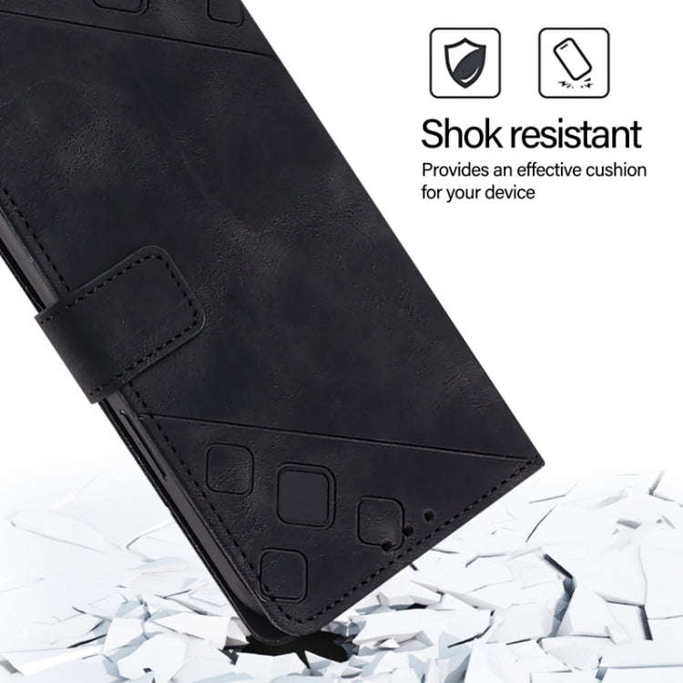 For Tecno Spark 10 Pro Magic Magenta Skin Feel Embossed Leather Phone Case(Black)