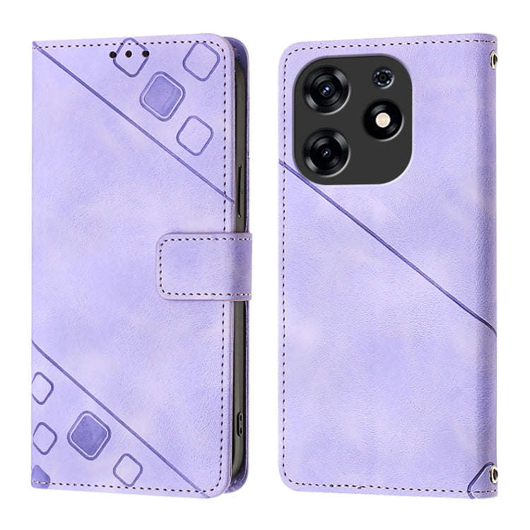 For Tecno Spark 10 Pro Magic Magenta Skin Feel Embossed Leather Phone Case(Light Purple)