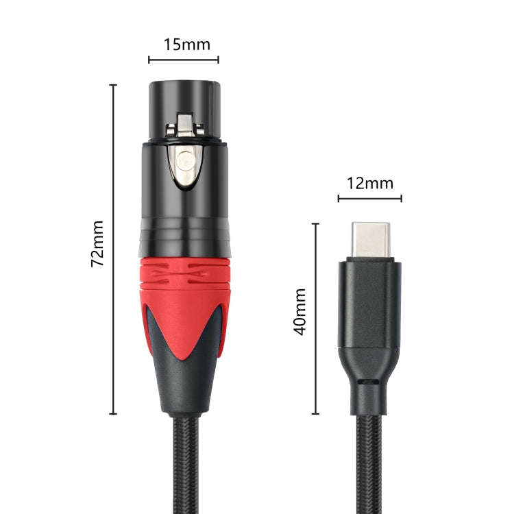 TY03RE Type-C Male to XLR Female Audio Cable for Dynamic Microphone, Length:1m(Black)