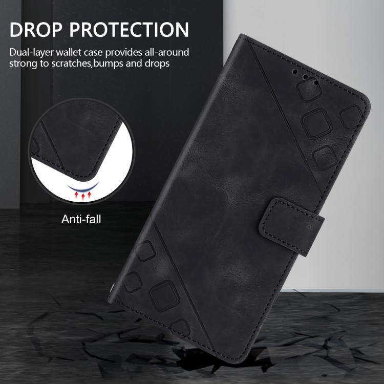 For Oukitel C59 / C59 Pro Skin Feel Embossed Leather Phone Case(Black)