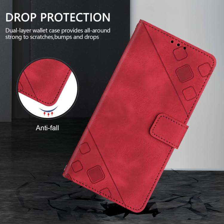 For Oukitel C59 / C59 Pro Skin Feel Embossed Leather Phone Case(Red)