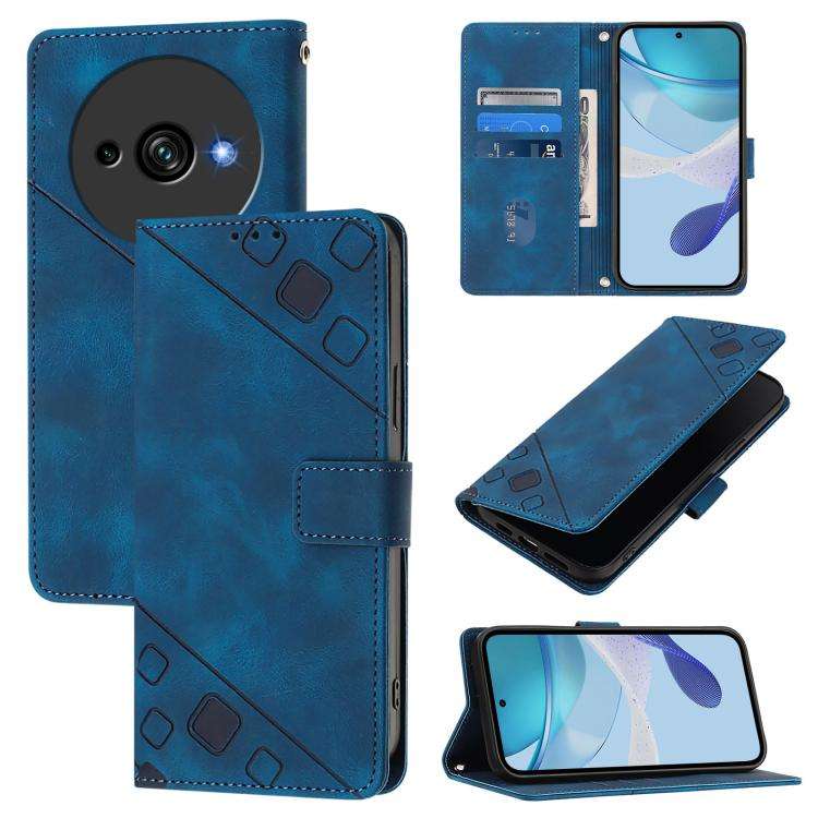 For Oukitel C59 / C59 Pro Skin Feel Embossed Leather Phone Case(Blue)