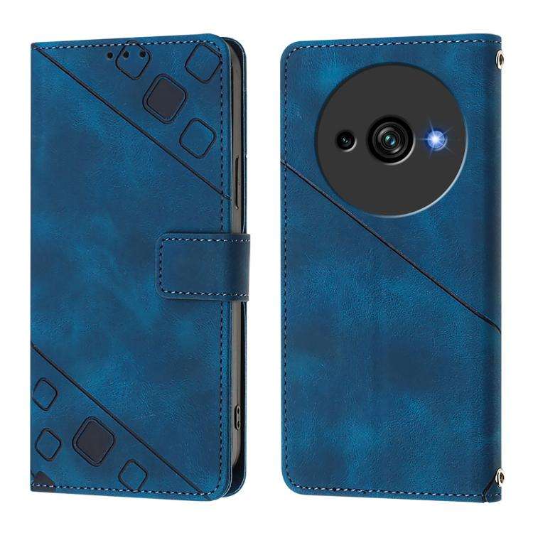 For Oukitel C59 / C59 Pro Skin Feel Embossed Leather Phone Case(Blue)