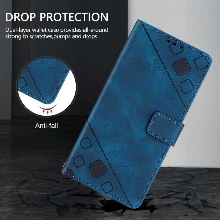 For Oukitel C59 / C59 Pro Skin Feel Embossed Leather Phone Case(Blue)