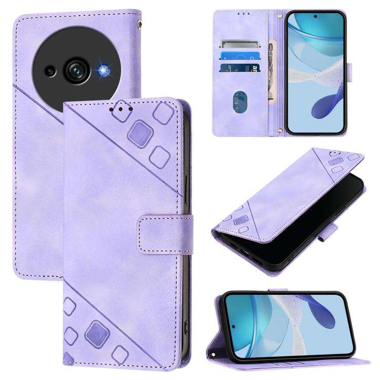 For Oukitel C59 / C59 Pro Skin Feel Embossed Leather Phone Case(Light Purple)