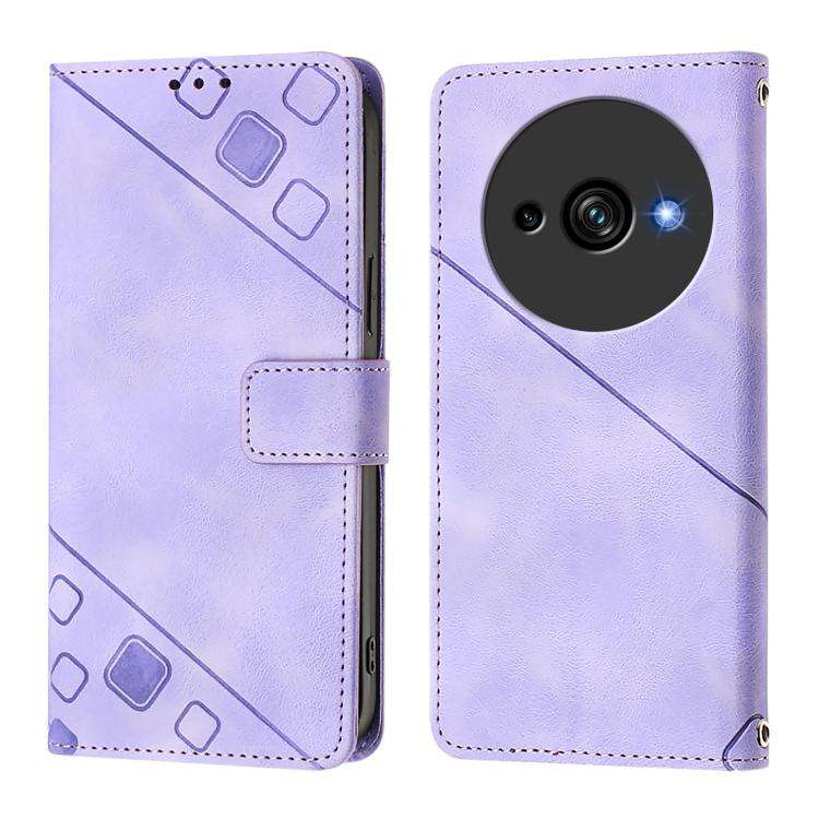 For Oukitel C59 / C59 Pro Skin Feel Embossed Leather Phone Case(Light Purple)