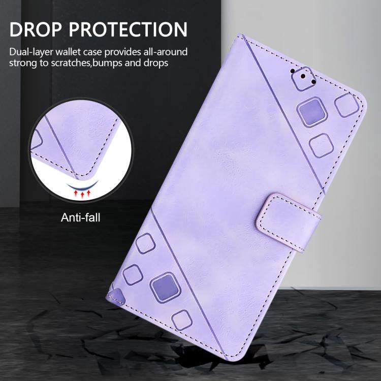 For Oukitel C59 / C59 Pro Skin Feel Embossed Leather Phone Case(Light Purple)