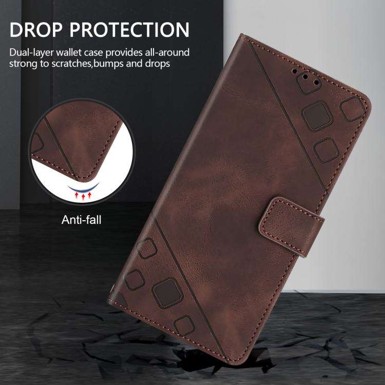 For Oukitel C59 / C59 Pro Skin Feel Embossed Leather Phone Case(Brown)