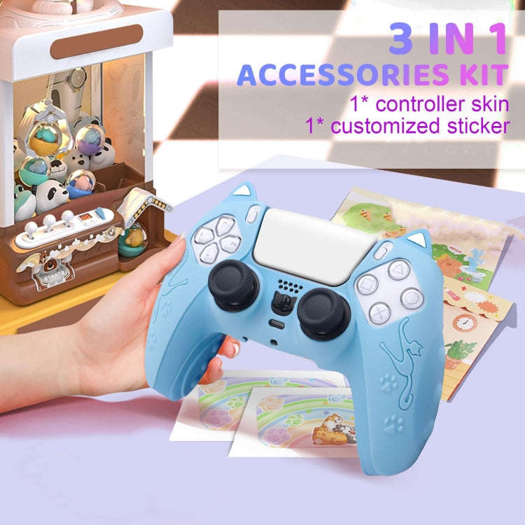 For Sony PS5 Cat Ear Shape Gamepad Silicone Protective Case(Pink)