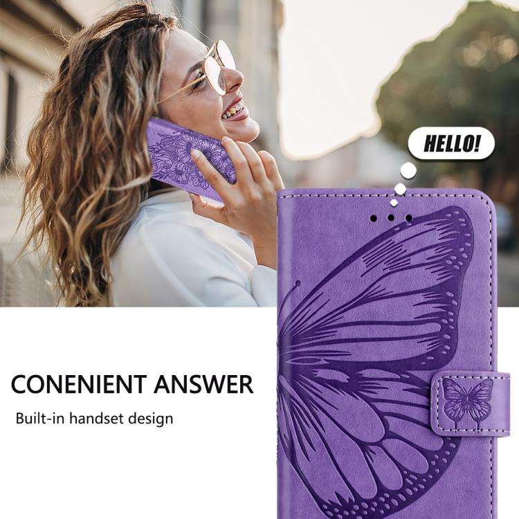 For Oukitel C59 / C59 Pro Embossed Butterfly Leather Phone Case(Purple)