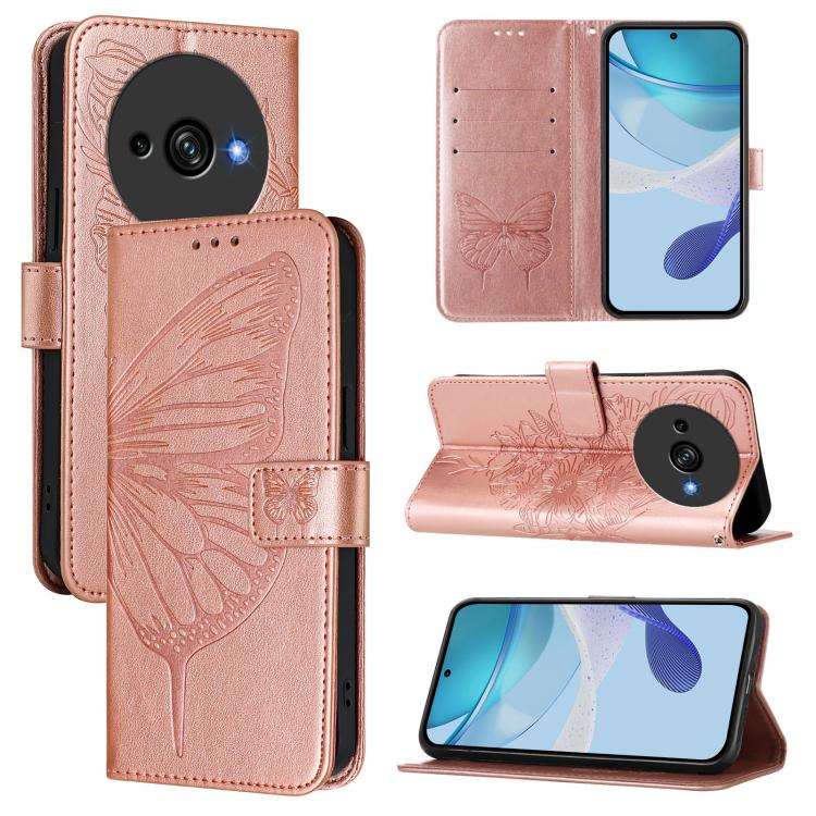 For Oukitel C59 / C59 Pro Embossed Butterfly Leather Phone Case(Rose Gold)