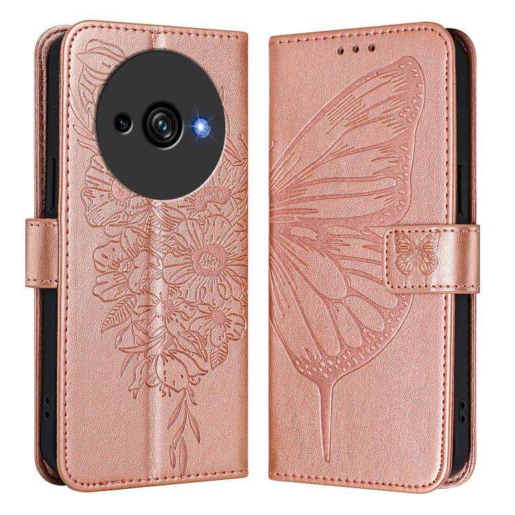 For Oukitel C59 / C59 Pro Embossed Butterfly Leather Phone Case(Rose Gold)