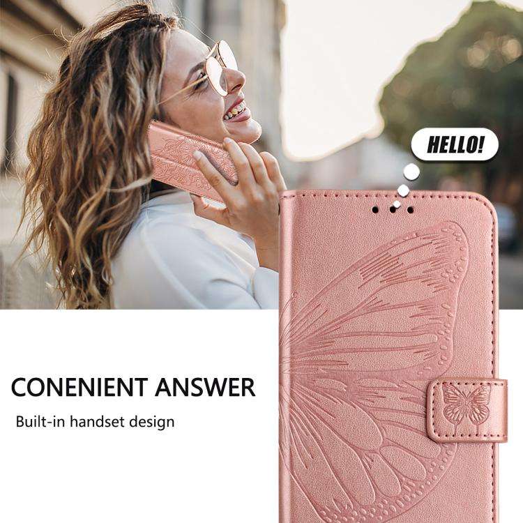 For Oukitel C59 / C59 Pro Embossed Butterfly Leather Phone Case(Rose Gold)