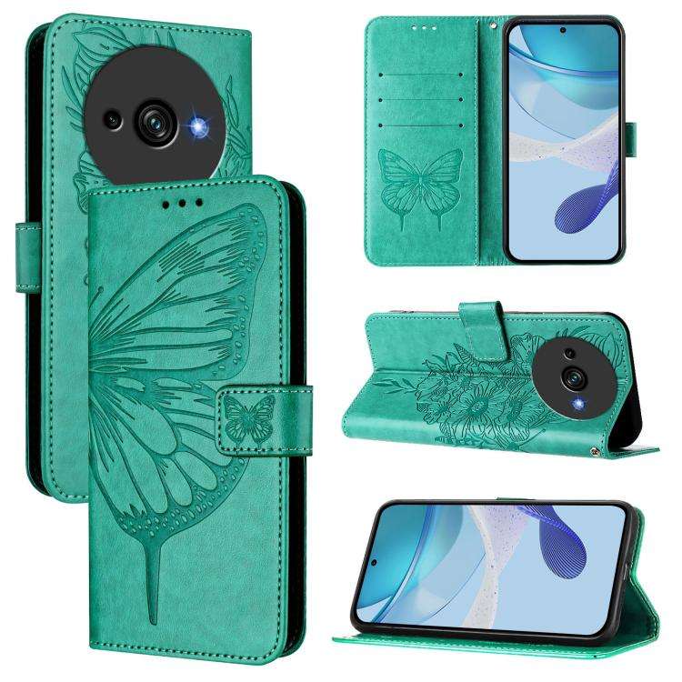 For Oukitel C59 / C59 Pro Embossed Butterfly Leather Phone Case(Green)