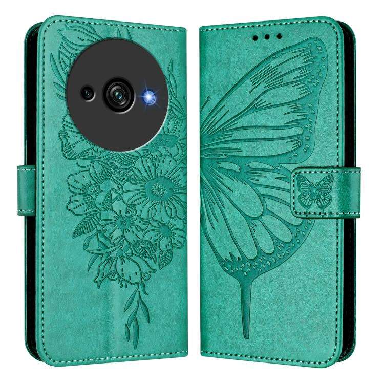 For Oukitel C59 / C59 Pro Embossed Butterfly Leather Phone Case(Green)