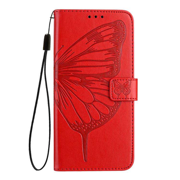 For Oukitel C59 / C59 Pro Embossed Butterfly Leather Phone Case(Red)