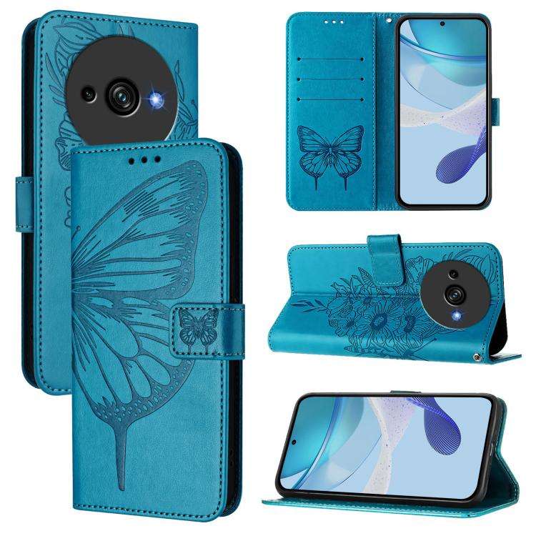 For Oukitel C59 / C59 Pro Embossed Butterfly Leather Phone Case(Blue)