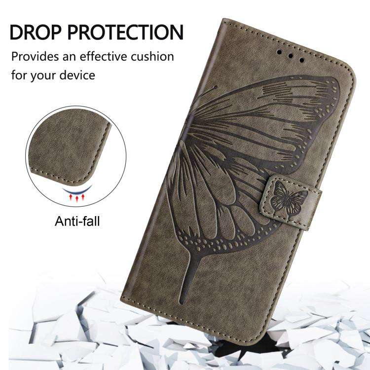 For ZTE nubia Neo 5 5G Embossed Butterfly Leather Phone Case(Grey)