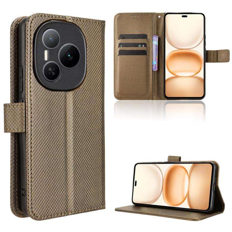 For Honor Power 5G Diamond Texture Leather Phone Case(Brown)