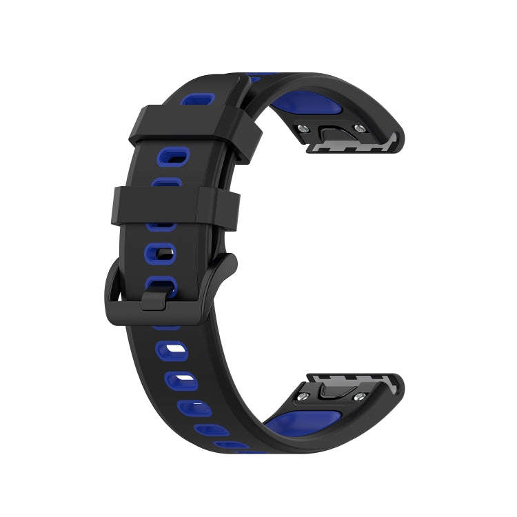 For Garmin Fenix 6 Two-color Silicone Watch Band(Black Blue)