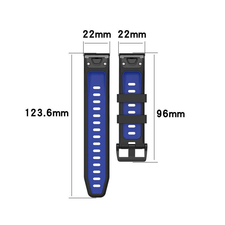 For Garmin Fenix 6 Two-color Silicone Watch Band(Black Blue)