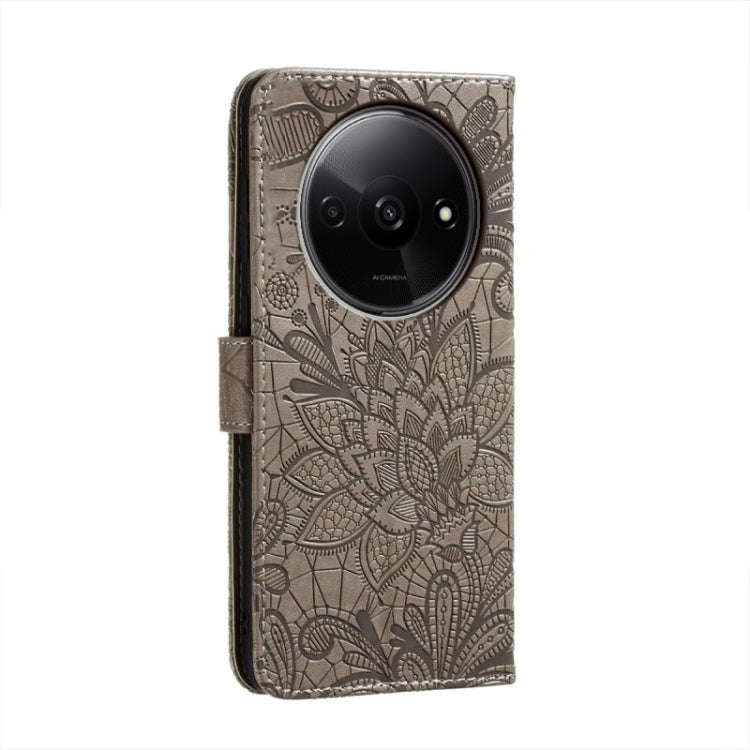 For Xiaomi Redmi A3 Lace Flower Embossing Flip Leather Phone Case(Grey)
