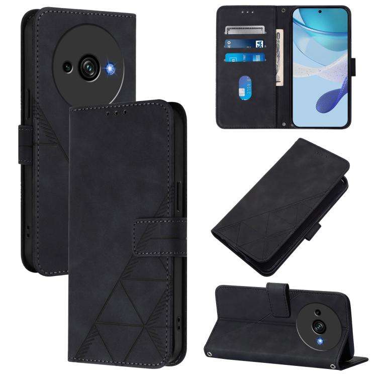 For Oukitel C59 / C59 Pro Crossbody 3D Embossed Flip Leather Phone Case(Black)