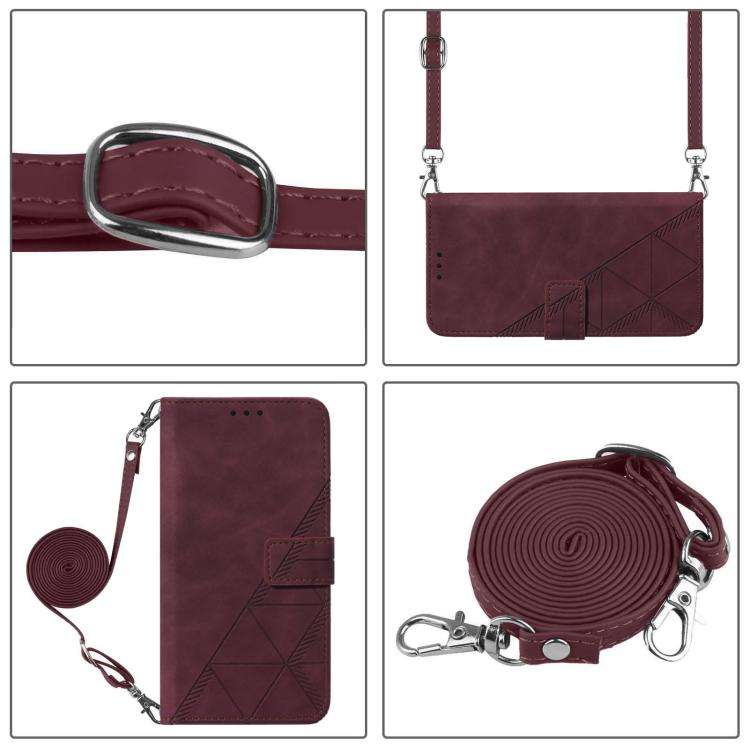 For Oukitel C59 / C59 Pro Crossbody 3D Embossed Flip Leather Phone Case(Wine Red)