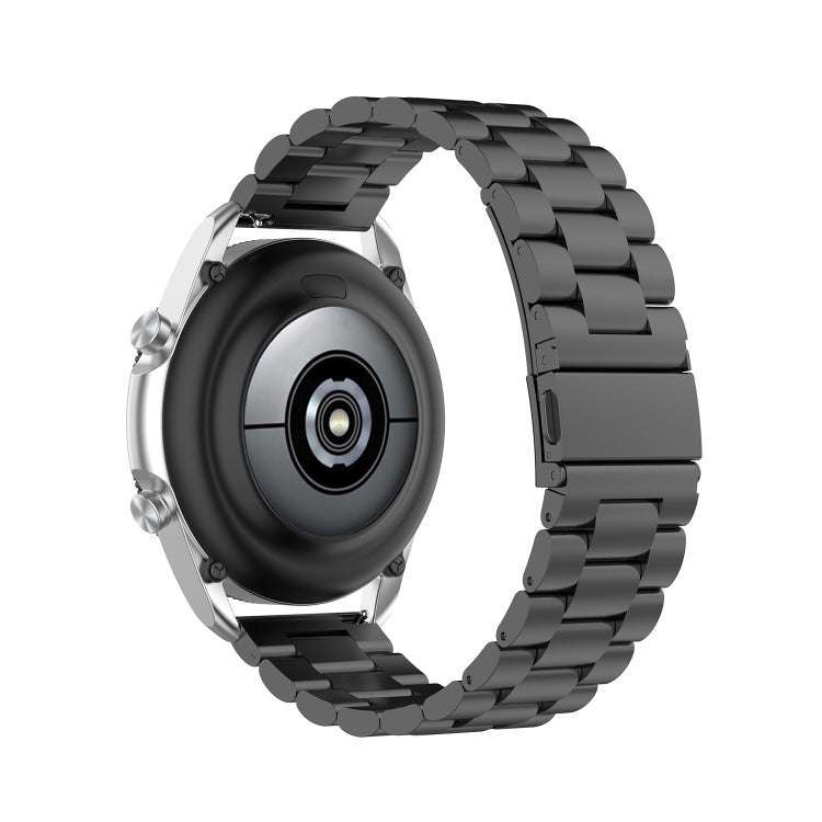 For Galaxy Watch 3 41mm Three Stainless Steel Watch Band, Size: 20mm(Black)