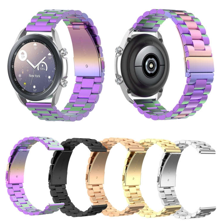 For Galaxy Watch 3 41mm Three Stainless Steel Watch Band, Size: 20mm(Black)