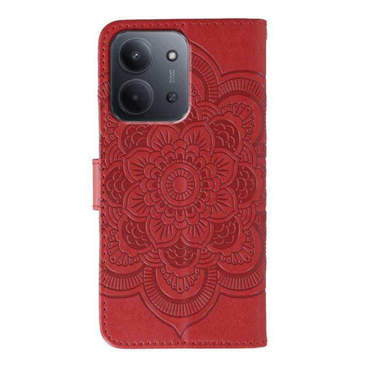 For Redmi 15C 5G / 4G EU 173mm Sun Mandala Embossing Pattern Phone Leather Case(Red)